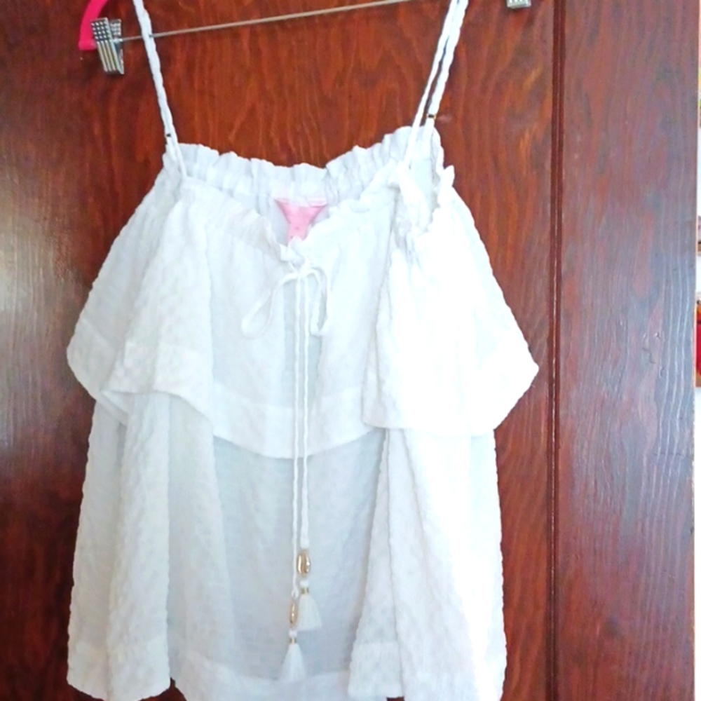 *NWT* Lilly Pulitzer Resort White Ruffled Halter Top Sz XL